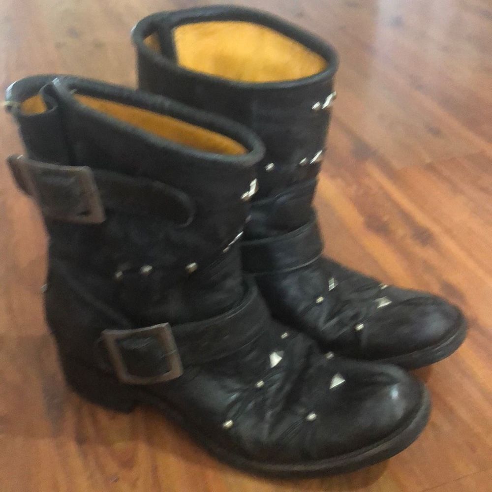 Old Gringo Mexicana rustic Black moto biker boot with stud size 7